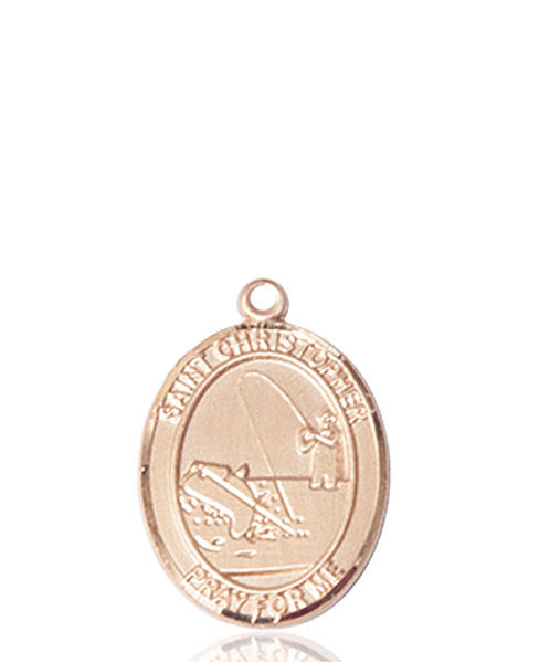 Medalla de San Cristóbal / Pesca de oro de 14 kt
