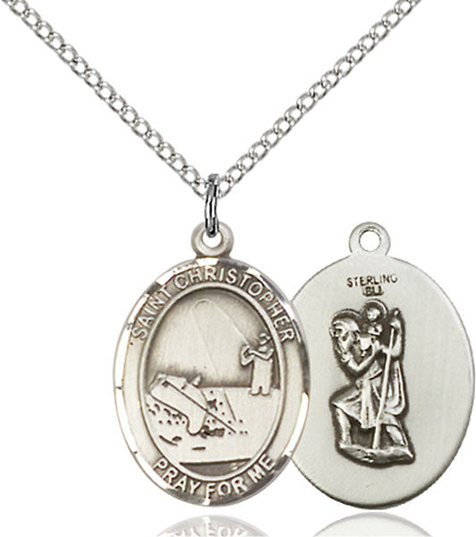 Sterling Silver St. Christopher / Fishing Pendant