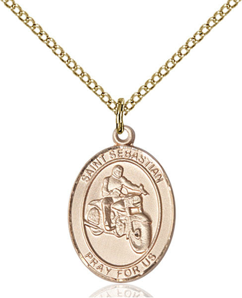 Gold Filled St. Sebastian / Motorcycle Pendant