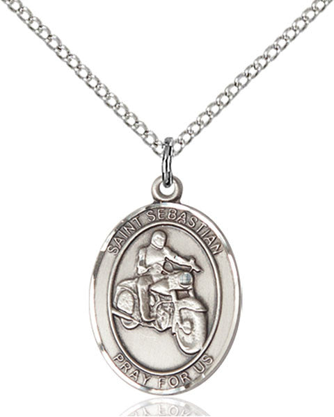 Sterling Silver St. Sebastian / Motorcycle Pendant