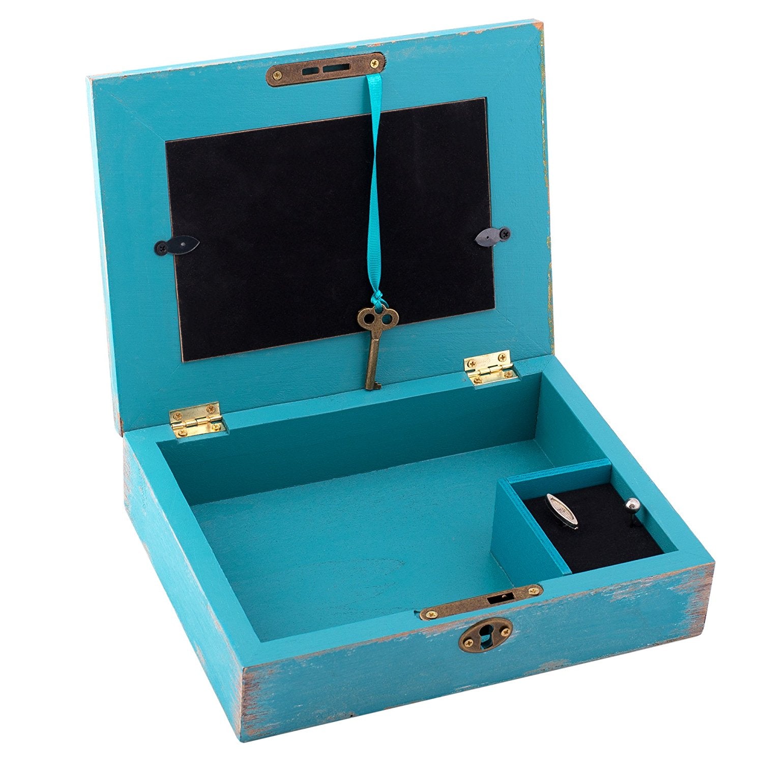 Mom You are Unconditional Love Teal Wood Locket Jewelry Music Box