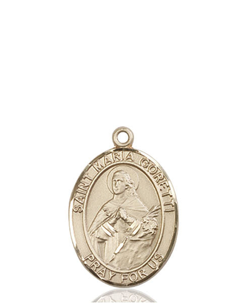 Medalla de Santa María Goretti de oro de 14 kt
