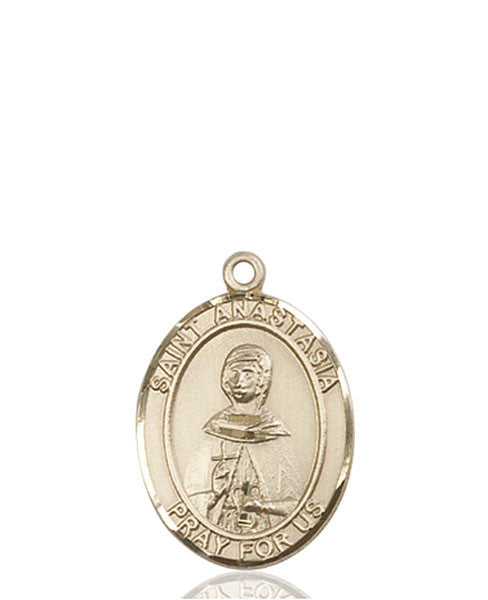 Medalla de Santa Anastasia de oro de 14 kt
