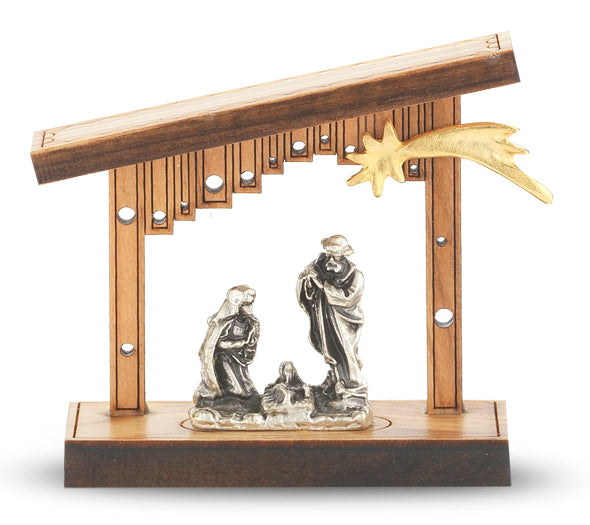 1-1/2" Laser Cut Olive Wood Nativity Standing Plaque