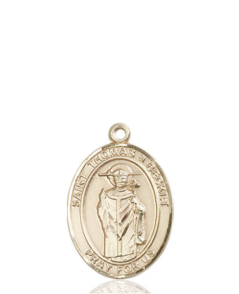 Medalla de Santo Tomás A Becket de oro de 14 kt