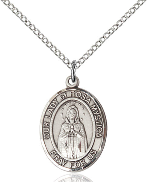 Sterling Silver O/L of Rosa Mystica Pendant