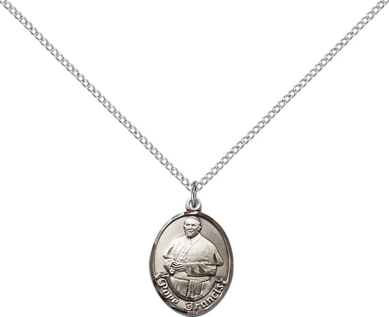 Sterling Silver Pope Francis Oval Pendant
