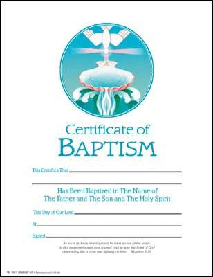 Baptism Certificate  25 certificates per pack