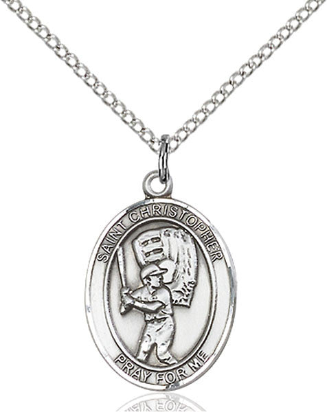 Sterling Silver St. Christopher/Baseball Pendant