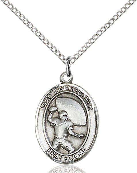 Sterling Silver St. Christopher/Football Pendant