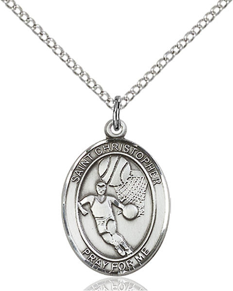 Sterling Silver St. Christopher/Basketball Pendant