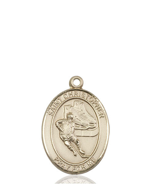 14kt Gold St. Christopher/Hockey Medal