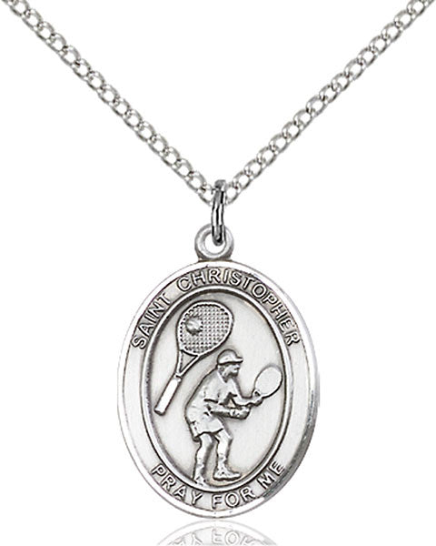 Sterling Silver St. Christopher/Tennis Pendant