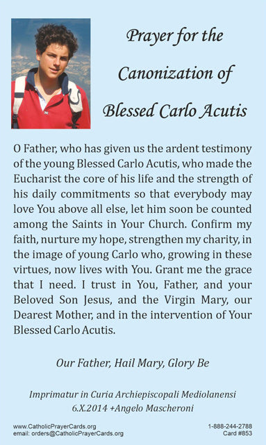 Blessed Carlos Acutis Bilingual Prayer Card