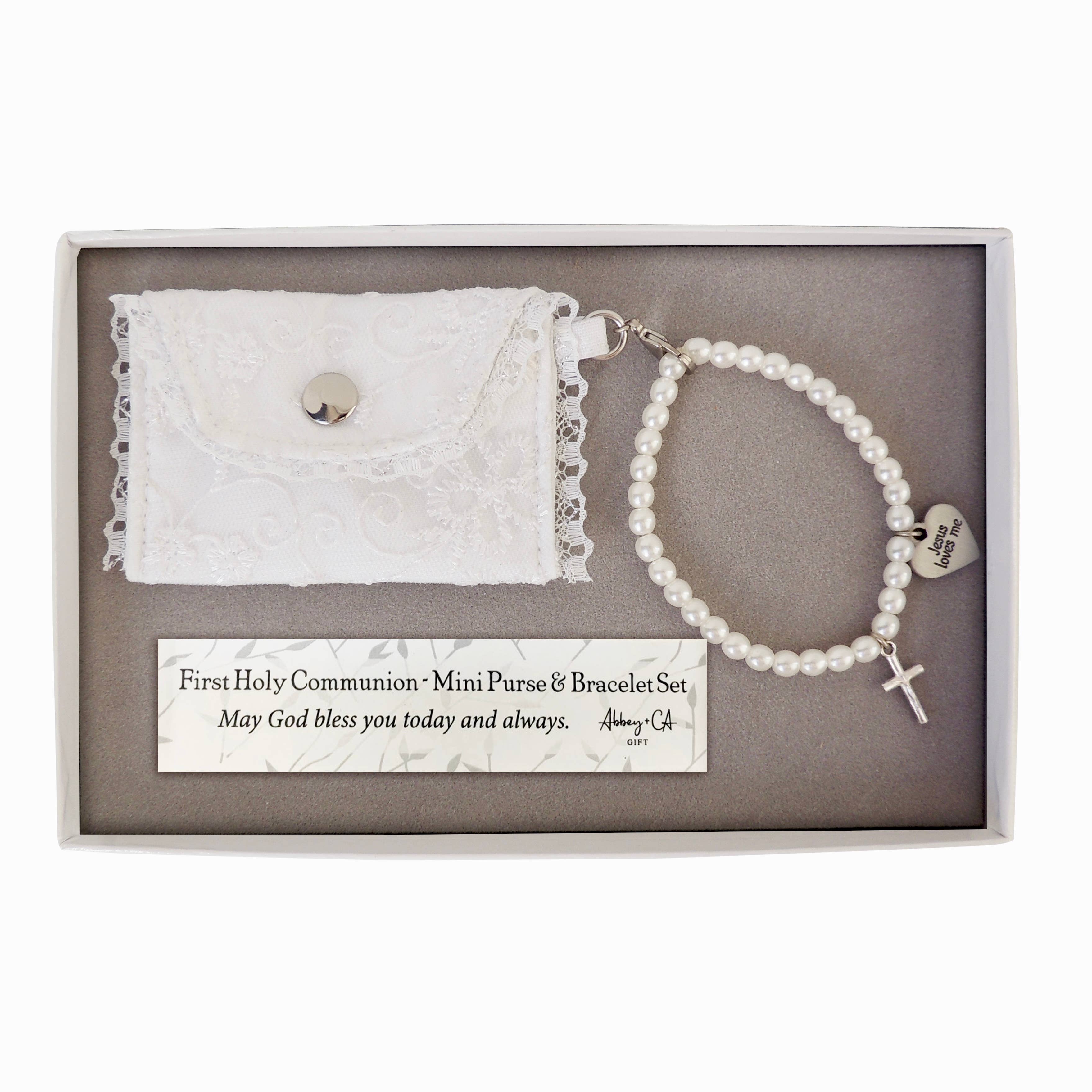 First Communion Mini Purse & Pearl Bracelet