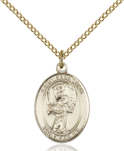 Gold Filled St. Sebastian / Baseball Pendant