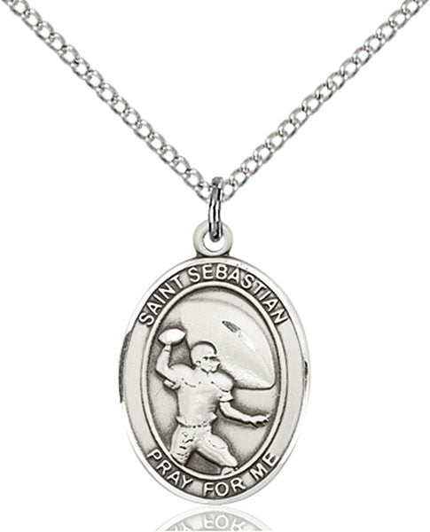 Sterling Silver St. Sebastian / Football Pendant