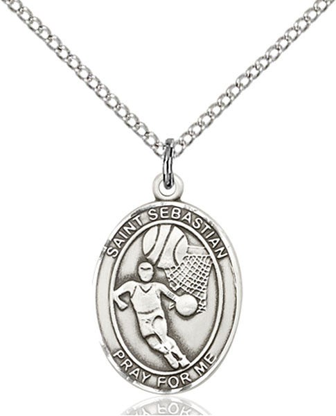 Sterling Silver St. Sebastian / Basketball Pendant