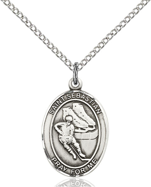 Sterling Silver St. Sebastian / Hockey Pendant
