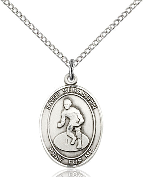 Sterling Silver St. Sebastian / Wrestling Pendant