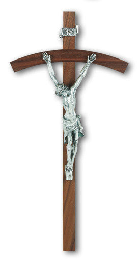 Cruz de nogal de 10" con plata