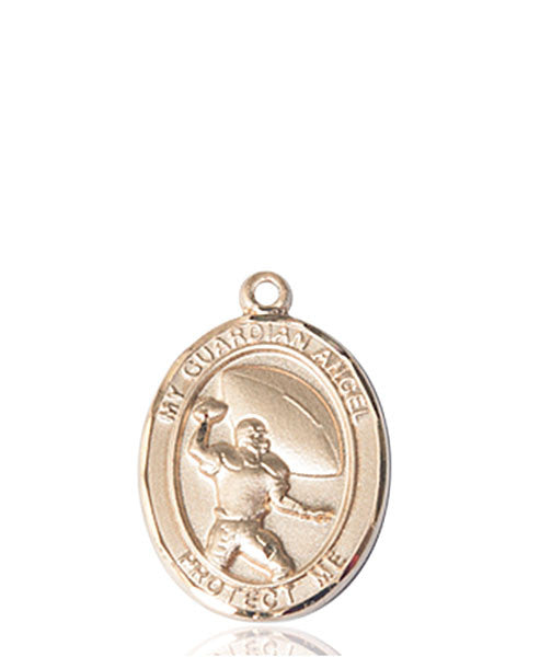 14kt Gold Guardian Angel / Football Medal