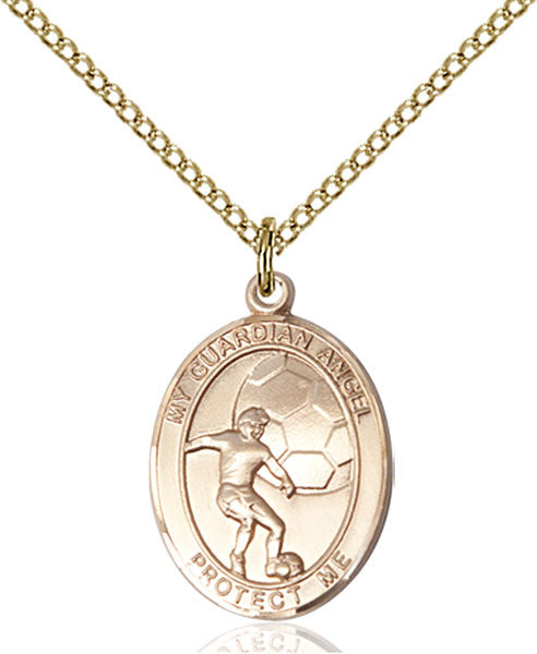 Gold Filled Guardian Angel / Soccer Pendant