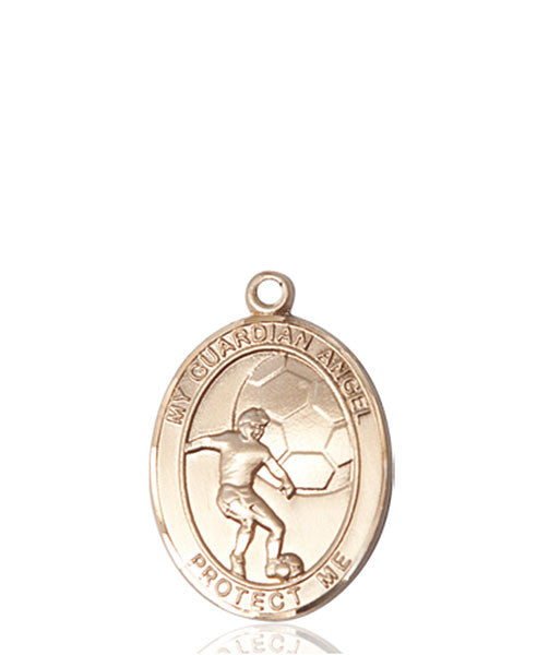 Ángel de la guarda / Medalla de fútbol de oro de 14 kt