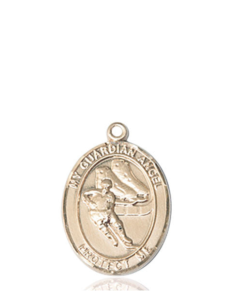 14kt Gold Guardian Angel/Hockey Medal