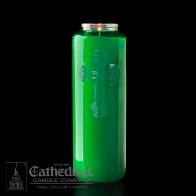 6 Day Offering Light  GREEN | Glass Bottle Style