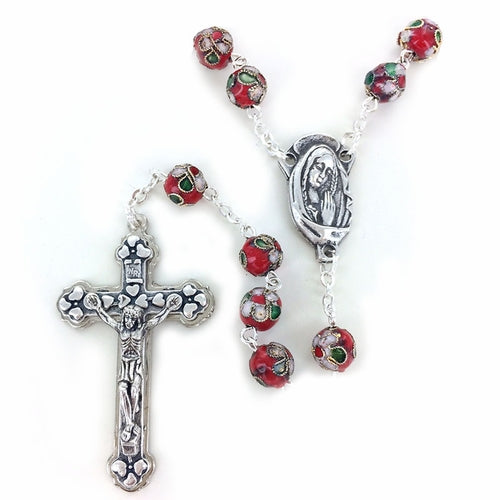 Round Red Cloisonne Rosary