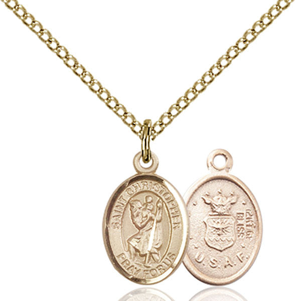 Gold Filled St. Christopher / Air Forc Pendant