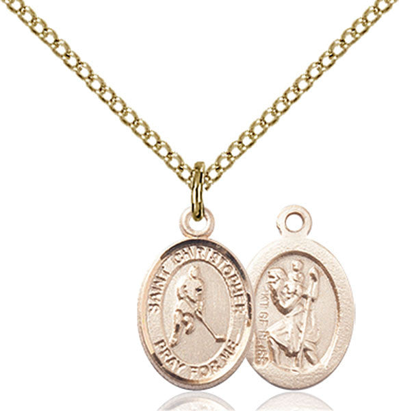 Gold Filled St. Christopher/Ice Hockey Pendant