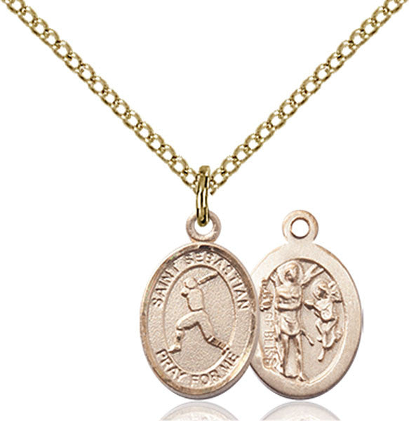 Gold Filled St. Sebastian/Baseball Pendant