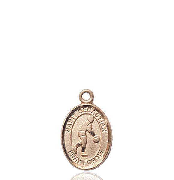 Medalla de San Sebastián/baloncesto en oro de 14kt
