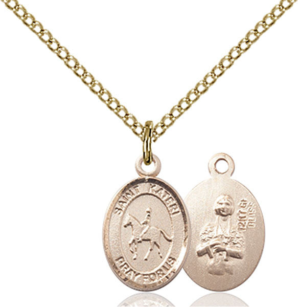 Gold Filled St. Kateri / Equestrian Pendant