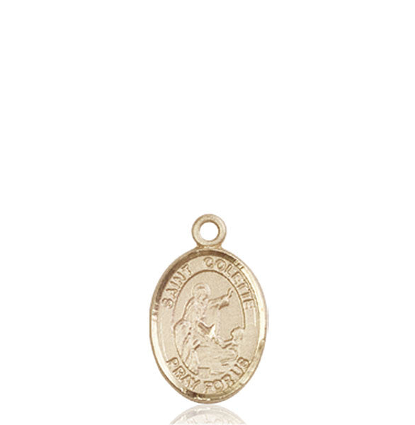 Medalla de Santa Colette de oro de 14 kt