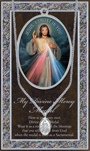 Divine Mercy Necklace & Chain with Picture Folder