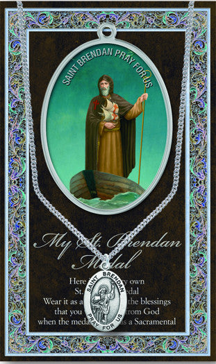 St. Brendan Necklace & Chain with Picture Folder