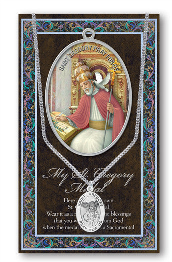 St. Gregory The Great Necklace & Chain with Picture Folder
