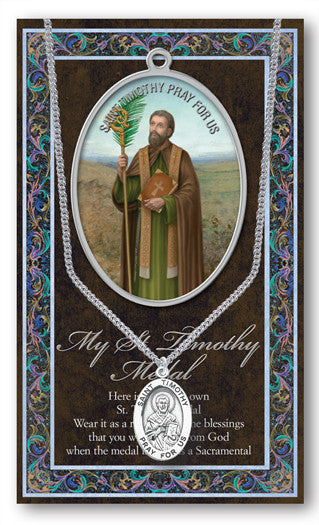 St. Timothy Necklace & Chain with Picture Folder