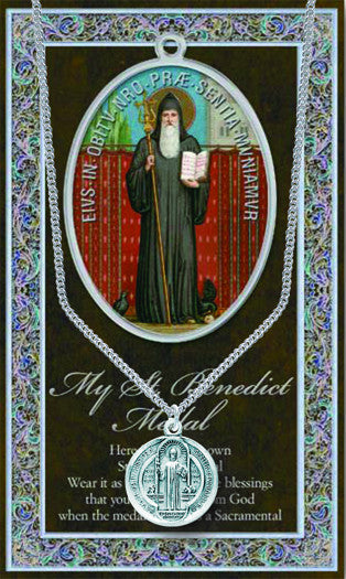 St. Benedict Necklace & Chain with Picture Folder
