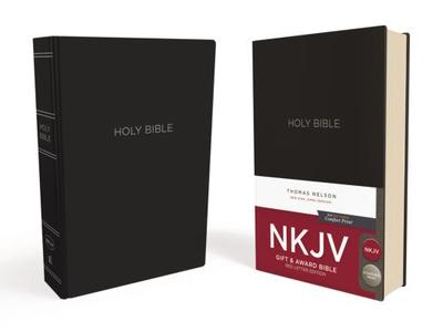 NKJV, Biblia de regalo y premio, aspecto de cuero, negro, edición de letra roja