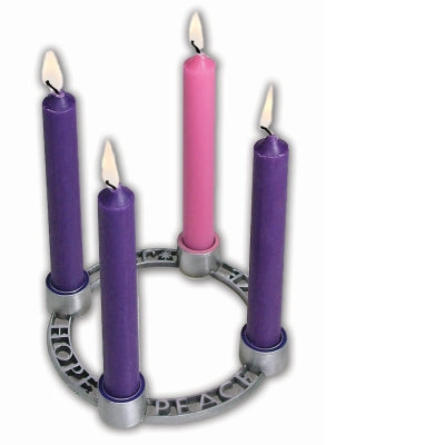 Mini Hope, Peace, Love, Joy Advent Wreath with Purple & Pink Candles