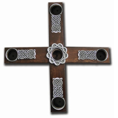 Corona de Adviento con cruz de madera y nudo celta en caja
