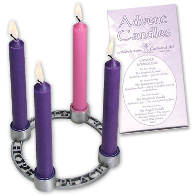 4Pc Mini Advent Candle Set 3 Purple & 1 Pink 4" Refill [candles only, wreath not included]