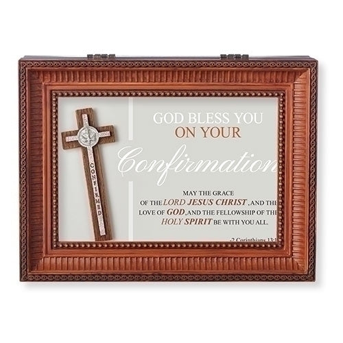 Confirmation Brown Music Keepsake Box