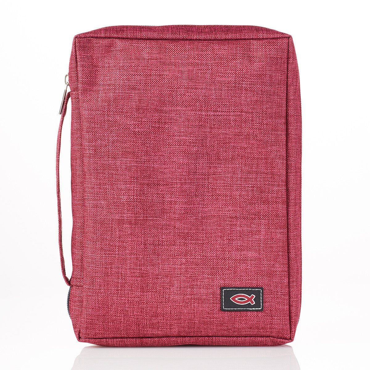 Poly-Canvas Bible Cover with Fish Badge-in Burgundy