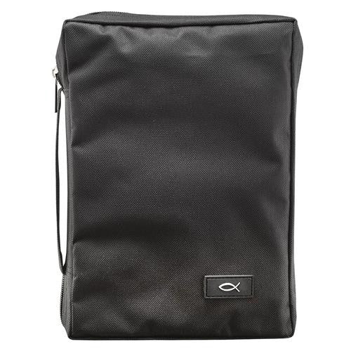 Fish Fabric Medium Black Bible Cover