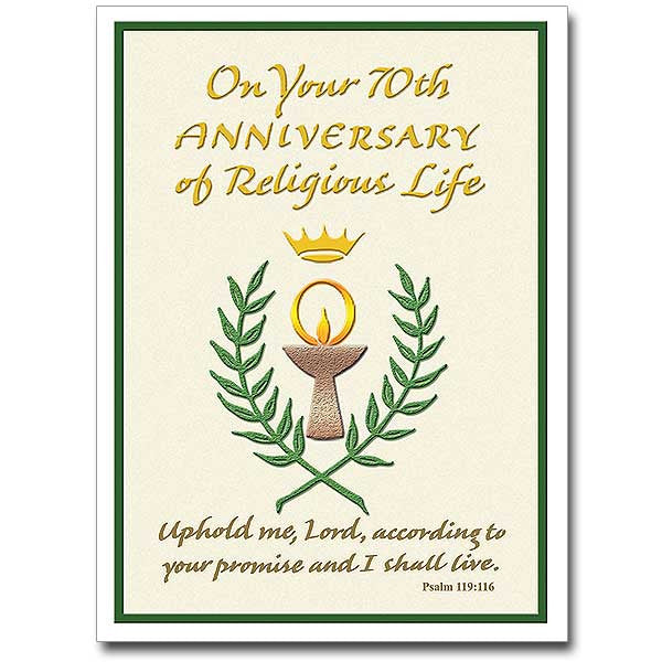 On Your 70Th Anniversary Of... Religious Prof Anniversary Card